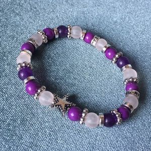 Bracelet with purple and silver beads star